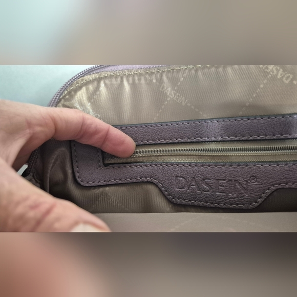 Dasein Crossbody Bag Purple Faux Leather Double Zip Tassel Purse - Picture 2 of 10